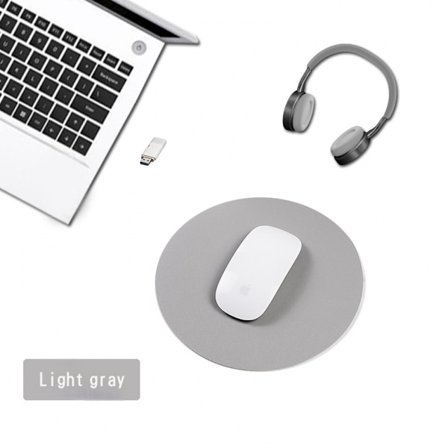 Työpöytämatto yksinkertainen pyöreä hiirenmatto pelikäyttöön nahka pieni hiirenmatto vedenkestävä tyttö pieni raikas (Vaaleanharmaa)