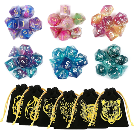 Polyedriske RPG Terninger 42stk Dungeons and Dragons Spill Terning Sett 6 Mønstre 6 Sidede Terninger for Terning Spill og Rollespill med 6 