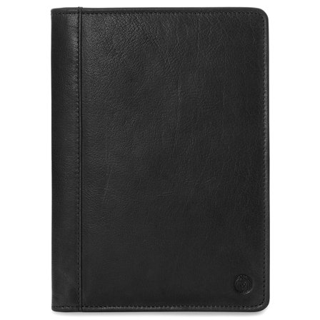 Black Refillable Buffalo Leather Notebook & Journal Cover with Card Holder for Men