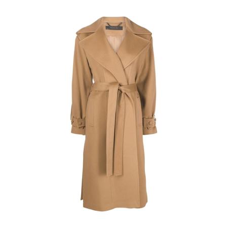 Federica Tosi, Belted Coat With Detachable Sleeves Beige, Dames, Maat:S