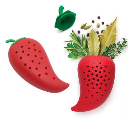 Kreativ 2-pack Chili Stor Kapacitet Silikonfilter Kryddsil Matlagning, Kryddinfusionsenhet för att Förbättra Soppor, Grytor, Cider, Vin