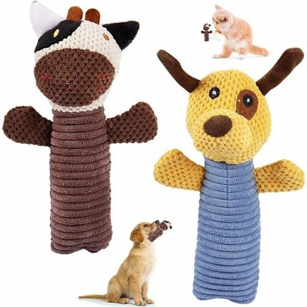 Hundleksaker mot tristess 2 stycken hundpip leksaker plysch hund leksak S