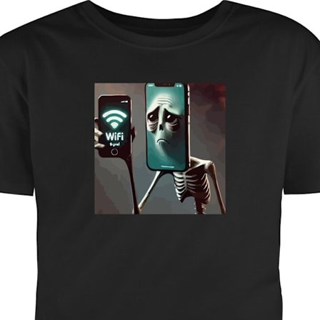 Barn T-shirt Italiensk Brainrot WiFi-motiv - Skelett med mobil och svag signal
