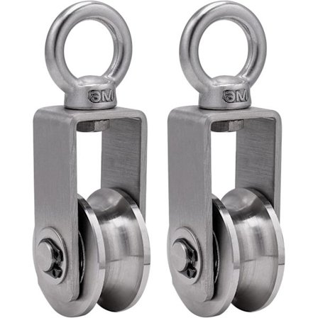 Talja 2 kuulalaakerilla, sopii köysiharjoitteluun, 304 ruostumatonta terästä, vaijeri, kantavuus 250 kg