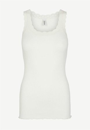 Soyaconcept - Ribbet singlet i silkemix i creme til damer i størrelse XL (44) - Cellbes