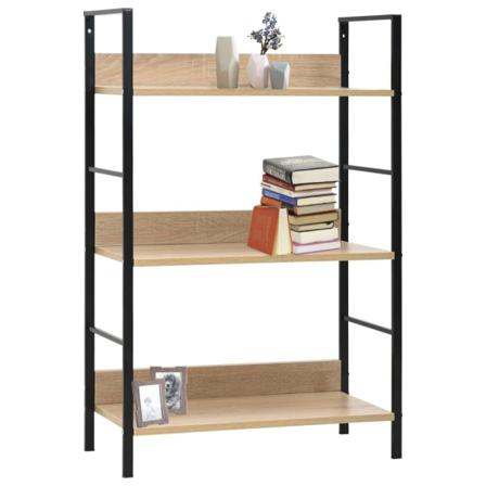 Vidaxl Bokhylla 3 Hyllor Ek 60x27,6x90,5 Cm Spånskiva Brun