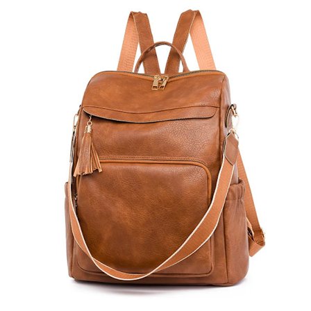 Lyxig PU-läder Ryggsäck Dam Vintage Axelväska Dam Stor Kapacitet Reseryggsäckar Skolväskor Flickor Mochila Feminina~03736