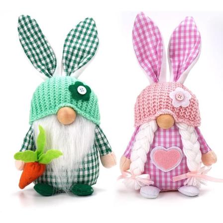 Påske Gnome Dekorationer til Hjemmet, 2 Pakke Søde Kanin Etagere Forår Plys Gnome Hus Dekoration Håndlavet Svensk Tomte Elfs Dværg Kanin Dukke