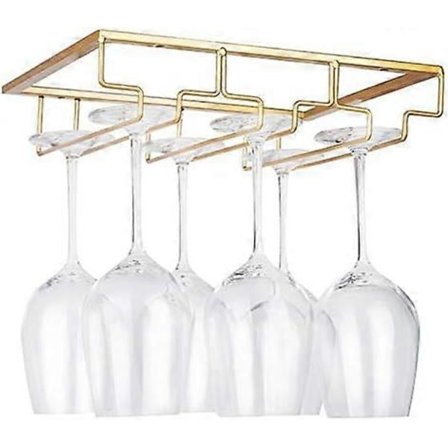 Vinglassholder - Vinglassholder for under skap Stamware Glass Oppbevaring Henger Metall Organizer for Bar Kjøkken Gull