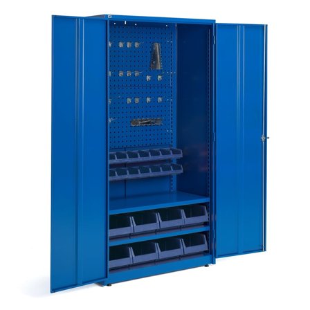 Complete tool cabinet set SUPPLY, key lock, 1900x1020x500 mm, blue