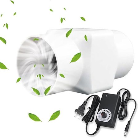 Kanalventilator 50 mm Diameter Badeværelse Køkken Rørventilator EU Adapter, Justerbar Hastighed