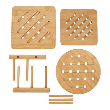 3 st Bambu Bordstabletter Förtjockade Multifunktionella Med Hållare Halkskyddade Bordstabletter Isoleringsunderlägg för Husbil Hem