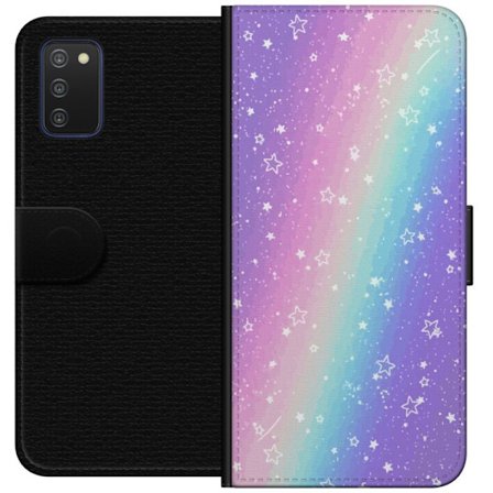 Kompatibel Tegnebogsetui til Samsung Galaxy A03s Rainbow-farvet pastelbaggrund med hvide stjerner og glitrende prikker i blød overgang