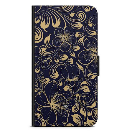 Bjornberry Sony Xperia 5 IV Fodral - Guld/Mörkblå Blommor