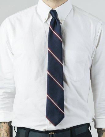 AN IVY Navy Burgundy White Striped Preppy Silk - Navy - ONE SIZE