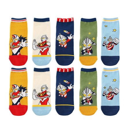 5 par baby bomullsokker, pustende mellomrør, tegneseriemønster, sportsokker for barn, gutter, XL 19‐22CM for 9‐12 år gamle