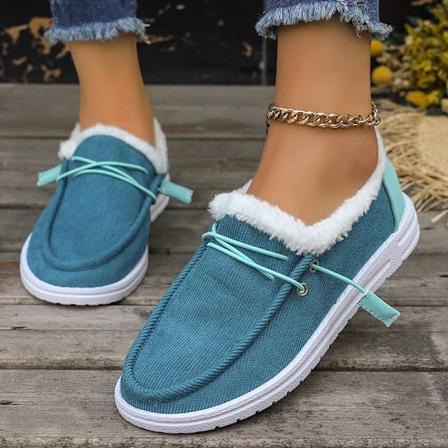 Platform Sneaksko til Kvinder Mode Sko Kvinder Slip On Kvindersko Casual Ankelstøvler Flade Plys Botas Mujer Vinter Sko LakeBlue 38
