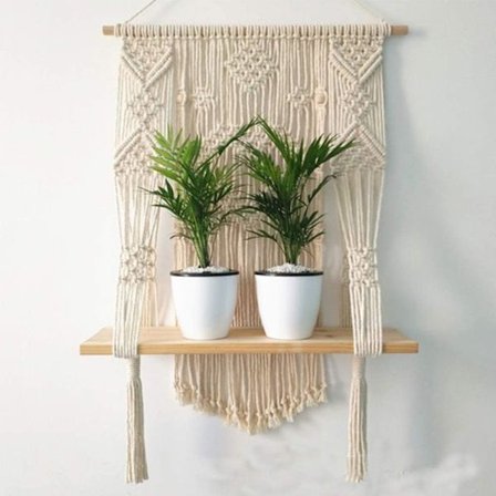 Porcio-stil håndlaget veggteppe i tre med blondekant