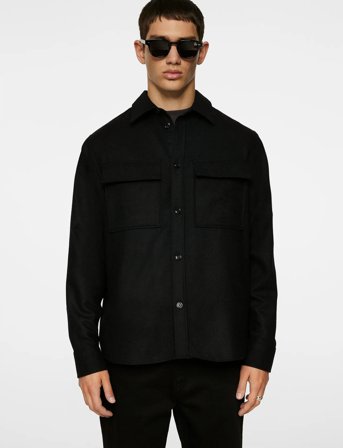 J. Lindeberg Flat Wool Overshirt - Black - L