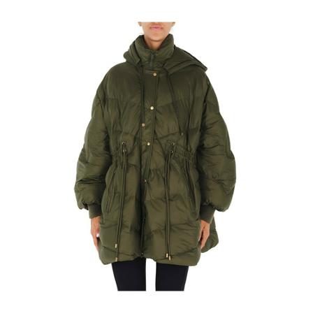 Pinko, Midi Technical Down Jacket Groen, Dames, Maat:S