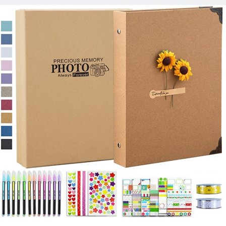 Scrapbook Fotoalbum DIY Kit, 60 Sider, 8.2 X10.4 DIY Håndlaget Album (Lær)
