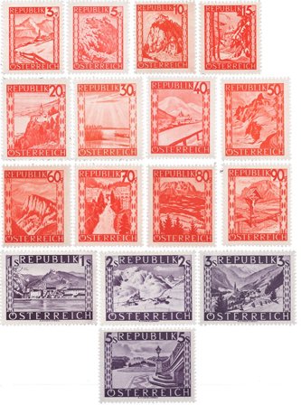 Østrig 1947 - MICHEL 838-853 - Postfrisk
