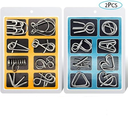 Metal Wire Puzzle Sæt med 16, IQ Test Metal Brain Teaser IQ