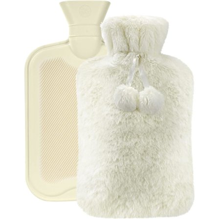 Varmtvandsflaske, 2L Varmtvandsflaske med Låg Blød Dun,