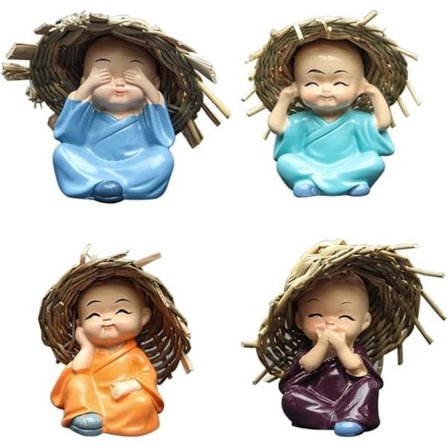 Hjemmedekoration Statue 4 Mini Siddende Lykke Buddha Ornamenter Hjem