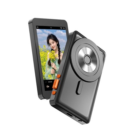 Magnetisk trådløs telefonskærmspejlingsadapter med bagkamera til Vlog Live Streaming Display Sort