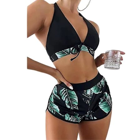 Dam Floral Halterneck Kit Baddräkt Badkläder Shorts Trosa Swim Beach Set