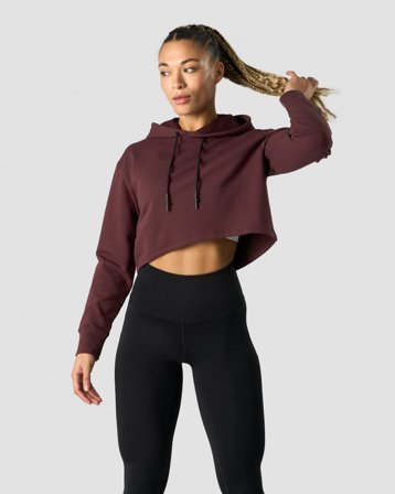 ICANIWILL - Stride Cropped Hoodie Wmn Burgundy - Damen - ICIW