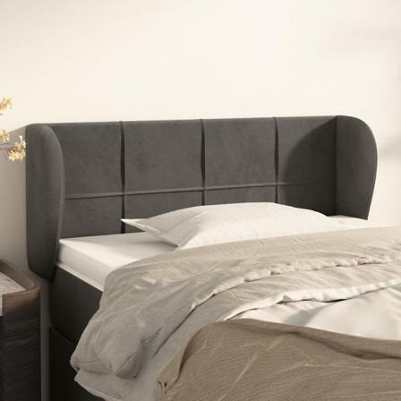 Vidaxl Huvudgavel Med Kanter Mörkgrå 93x23x78/88 Cm Sammet Grå