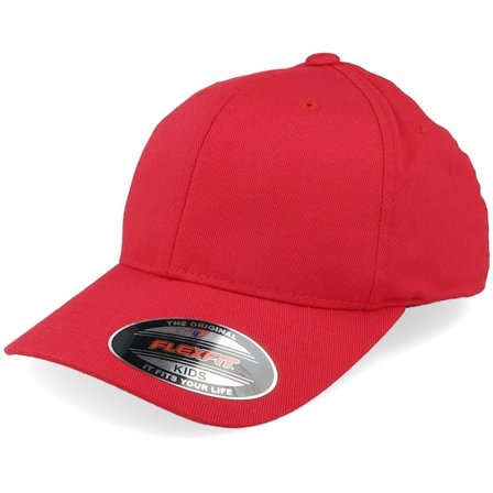 Kinder Flexfit - Rot flexfit Cap - Kinder Wooly Combed Red Flexfit @ Hatstore