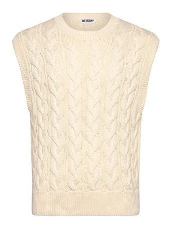 Weekday Cable Cotton Vest - Cream - S