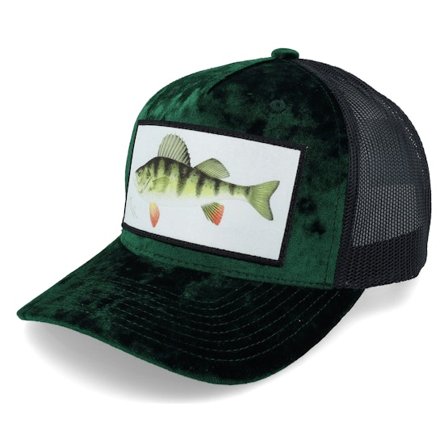 Skillfish - Groen trucker Cap - Perch Fishing Velvet Green/Black Trucker @ Hatstore