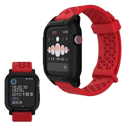 Apple Watch Series 5 44mm durable silicone watch band - Red / Black