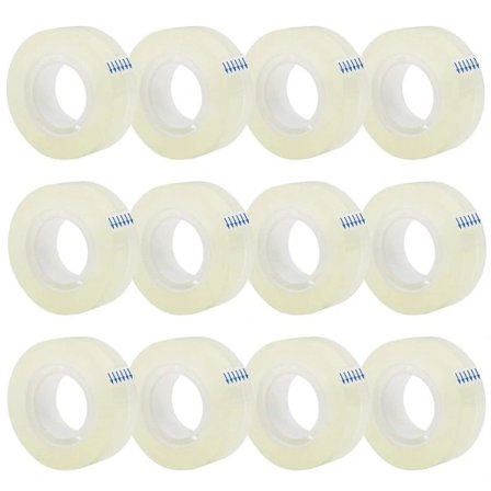 12 ruller transparent tape refill, transparent tape, alsidig transparent blank tape til kontor, hjem, skole