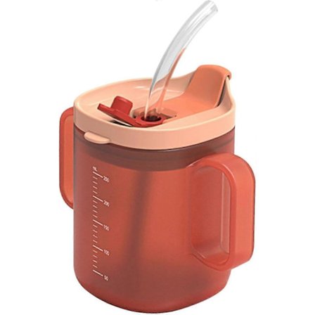 Sippkopp for voksne med håndtak, selvstendige sippkopper for voksne med begrenset mobilitet, handikapkopper for eldreomsorg (300 ml) Oransje