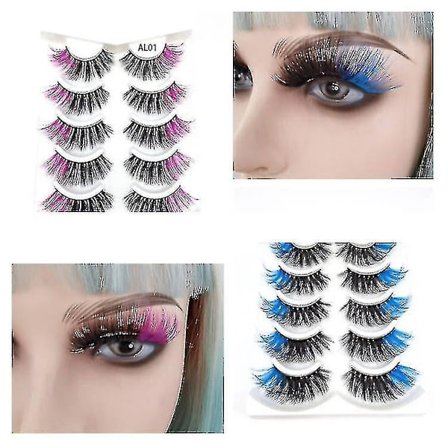 10 par falske øjenvipper farve strimmel øjenvipper farve faux mink øjenvipper