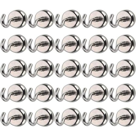 Förpackning med 25 Magnetiska Krokar Neodymmagneter 8 kg Dragkraft