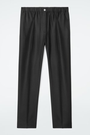 COS Femme Pantalon Droit Taille Élastiquée in Noir