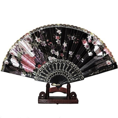 Solvifte - Blomster i chiffon med plastbase - Svart