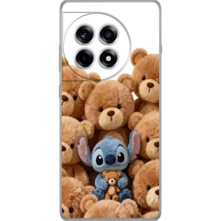 Kompatibel Mobilcover til OnePlus OnePlus 12R Sød og sikker illustration med Stitch omgivet af bamser, der skaber en varm og legende følelse for bø