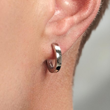 Argentia | 925s | Pendiente de aro plano de plata de ley chapada en rodio para hombres - Pendientes de aro con colgante