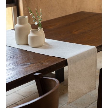 Bordløber, 220 x 30 cm Linnedblanding Bordløber Bordlinned Dug Julemiddag, Beige