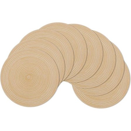 Dækkeservietter, Sæt med 6, Khaki 38x38cm Runde Vævning Dækkeservietter Vaskbare H