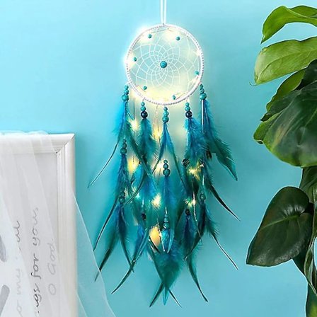 Drømmeknapper LED Fjær Lys Vegg Henger Soverom Familie