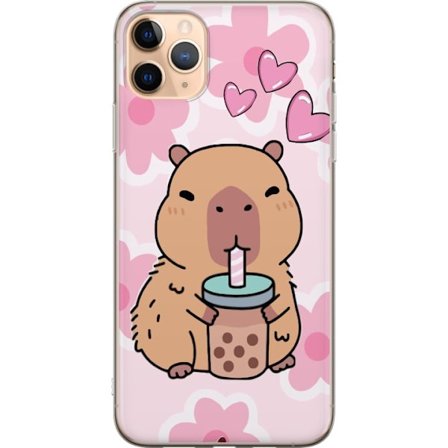 Kompatibelt Mobilskal till Apple Apple iPhone 11 Pro Max Kawaii Capybara Hjärtan Anime Stil Söt Design Djurmotiv TikTok Populärt Present Tjej