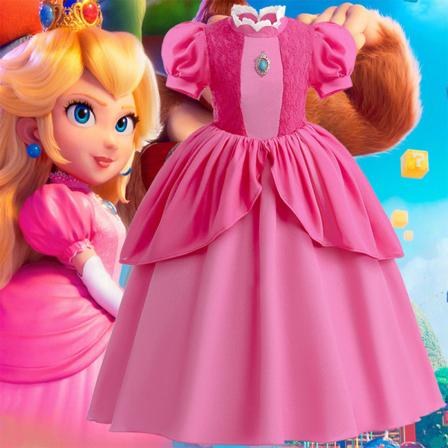 Peach-prinsessamekko tytöille Halloween-cosplay-asu 150cm